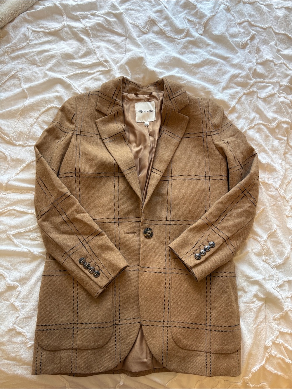 Madewell Camel Plaid Blazer Jacket - Picture 3 of 5
